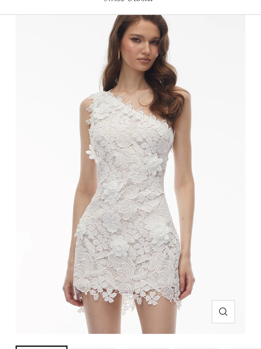 White One-Shoulder Floral Lace Mini Dress